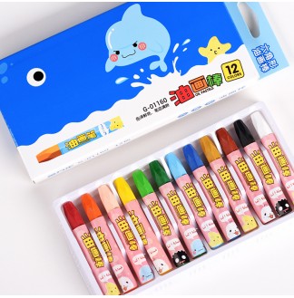跳跳海豚挂卡盒12色套装油画棒(G-01160)