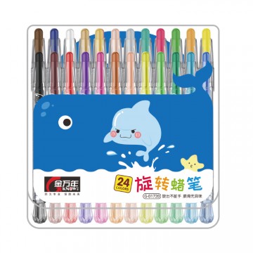 海豚跳跳短杆24色套装旋转蜡笔(G-01720)