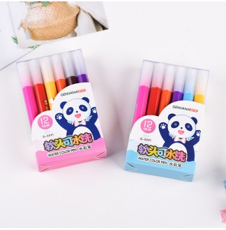 软头可水洗三角杆熊猫12色水彩笔(G-0591)